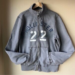 Vintage 00s Y2K Grunge Hollister Full Zip Up Men’s XL Gray Distressed #22